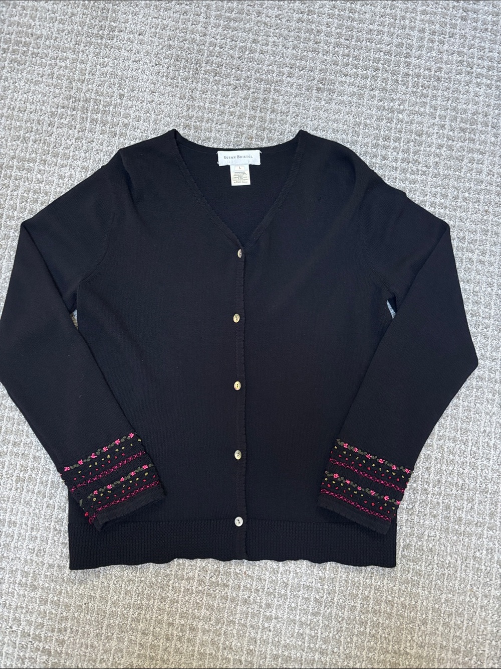 Susan Bristol Black button Sweater